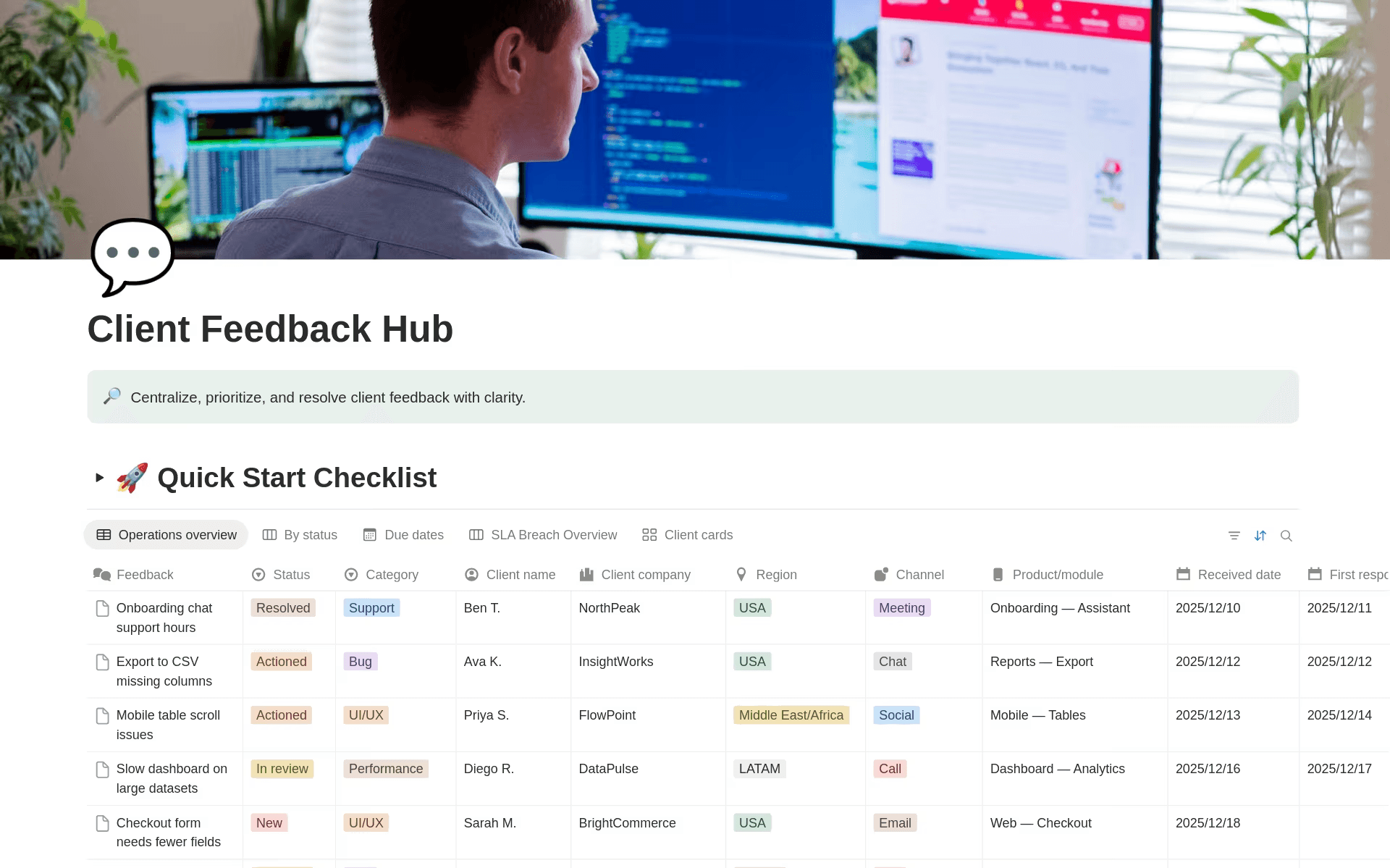Client Feedback Hub Notion template