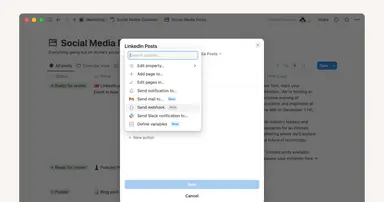 Publica en redes sociales desde Notion con las acciones de webhook