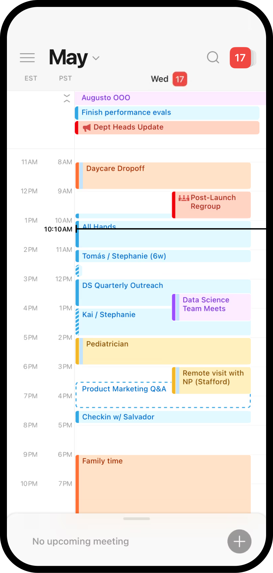 Een screenshot van Notion Calendar op mobiel